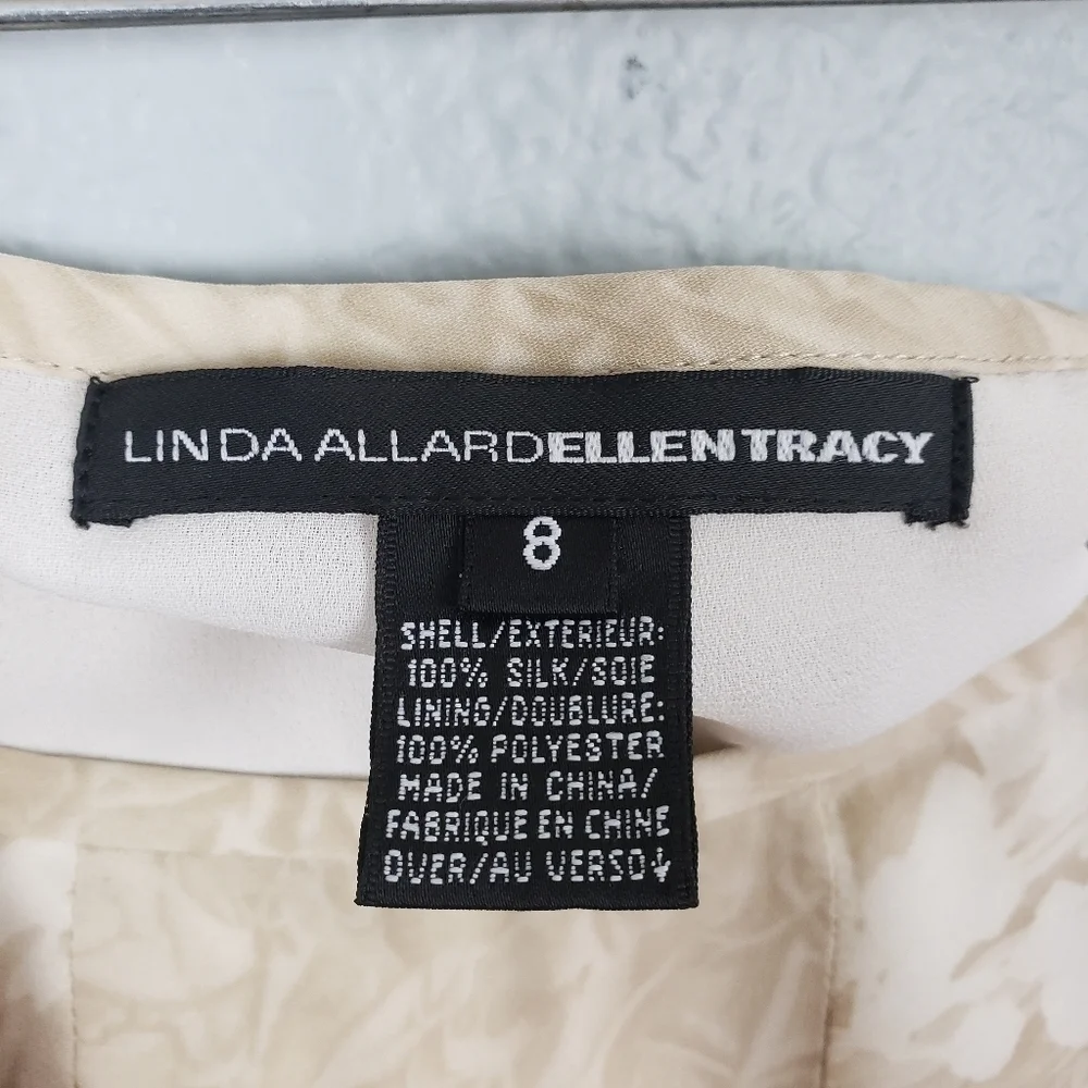 VTG LINDA ALLARD ELLEN TRACEY Ombre 100% Silk Floral Pleated Skirt Sz 8
